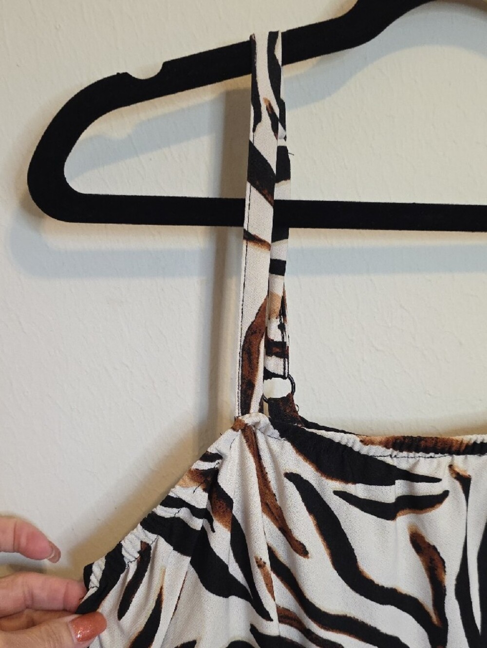 Mlle Gabrielle Zebra-Print Midi Slip Dress in White, Black & Brown - Picture 4 of 7